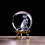 3D Laser Engraved Zodiac Rat Crystal Ball Art Animal Collectible Figurines Feng Shui Home Decor