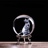 3D Laser Engraved Zodiac Rat Crystal Ball Art Animal Collectible Figurines Feng Shui Home Decor