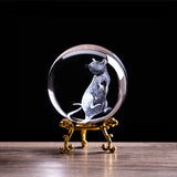 3D Laser Engraved Zodiac Rat Crystal Ball Art Animal Collectible Figurines Feng Shui Home Decor