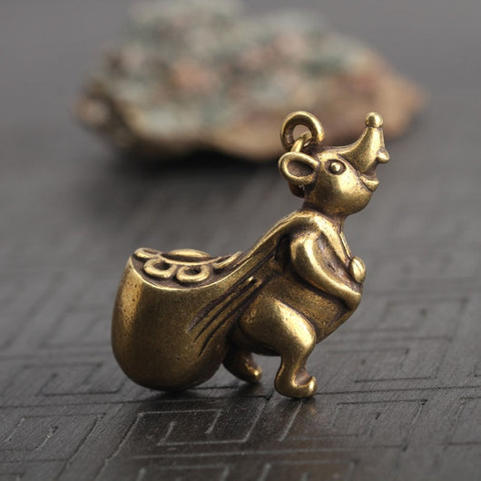 Mouse Gold Money Bag Desk Ornaments Chinese Style Brass Animal Rat Decorations Home Decor