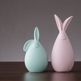 Pink Green Ceramic Deer Rabbit Figurines Home Decoration