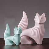 Pink Green Ceramic Deer Rabbit Figurines Home Decoration