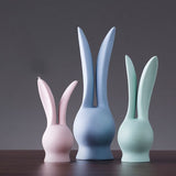 Pink Green Ceramic Deer Rabbit Figurines Home Decoration