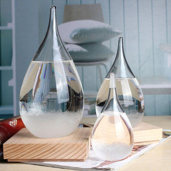 Weather Forecast Crystal Bottle Transparant Water Drop Storm Glass Liquid Wood Base Ornament Home Decor