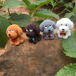Happy Puppy Teddy Small Pasture Statue Figurine Micro Crafts Ornament Miniatures DIY Home Garden Decor